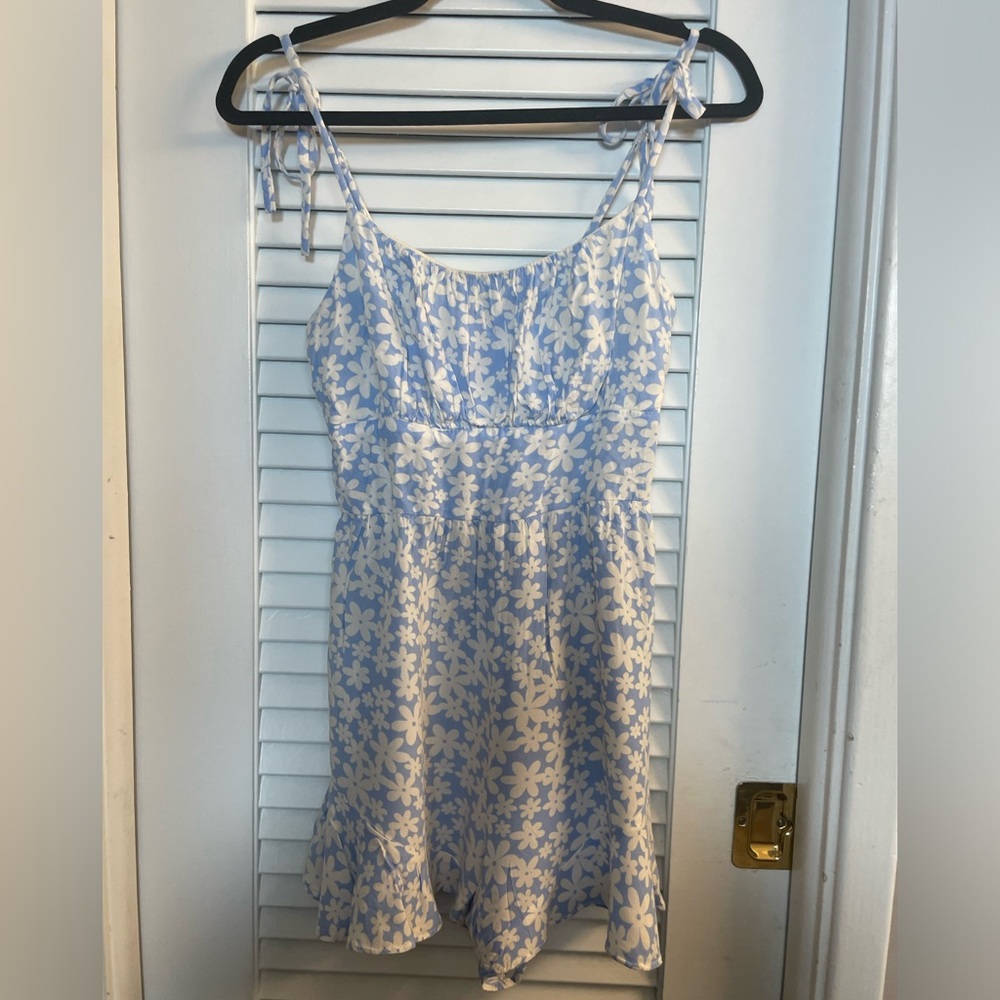 Lily Rose Daisy Mae Floral Romper Size S-Adjustable Straps w/Faux Ties, POCKETS! - Picture 4 of 11